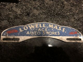 Vintage License Plate Tag Lowell Mass Ace Auto Stores
