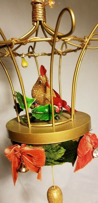 Vtg Musical Birdcage With Box Plays 12 Days Of Christmas Midcentury