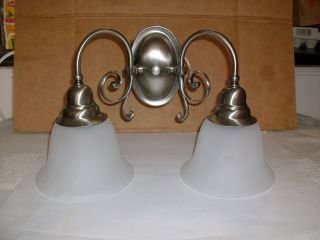 Vintage Designed Brushed Stainless Steel Double Sconce Wall Light