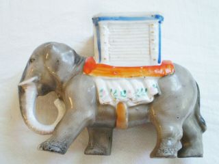Antique German Porcelain Indian Elephant Figural Match Holder With Striker
