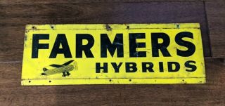 Farmers Hybrids Antique Vintage Seed Corn Sign Tin Flying Airplane Weathervane