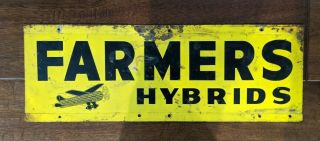 Farmers Hybrids Antique Vintage Seed Corn Sign Tin Flying Airplane Weathervane 2