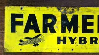 Farmers Hybrids Antique Vintage Seed Corn Sign Tin Flying Airplane Weathervane 3