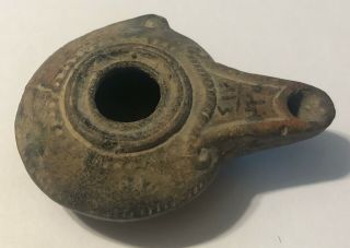 Holy Land Oil Lamp / Jerusalem Ancient Clay Pottery / Roman Period