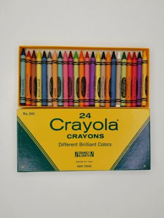 No.  241 Binney & Smith Crayola Crayons - Flat Box Old Stock Vintage 24 Ct.