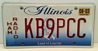 Illinois Ham Radio Kb9pcc License Plate Amateur Operator Sign Kb9 Pcc Abe Bust