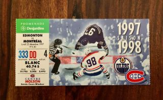 Nhl Edmonton Oilers Vs Montreal Canadiens Ticket Stub - December 22,  1997
