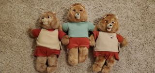 3 - Vintage 1985 Teddy Ruxpin Bears  With 7 Books And 2 Tapes