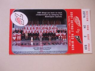2001 Detroit Red Wings Ticket Stub 1998 Stanley Cup Team Photo,  L@@k