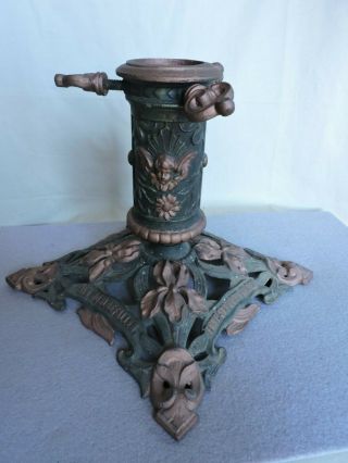 Antique 1930s Christmas Tree Stand Angels Cast Iron German Big And Top