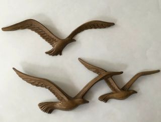 Homco Seagulls Set Vintage Flying Birds Wall Art Mcm 3 - D Decor 7619