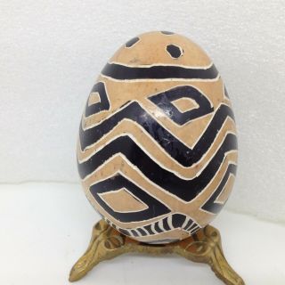 Vintage Hand Painted Solid Metal Egg Figurine