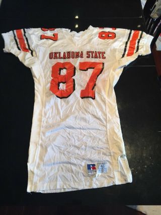 Game Worn Oklahoma State Cowboys Football Jersey 87 Russell Size 46