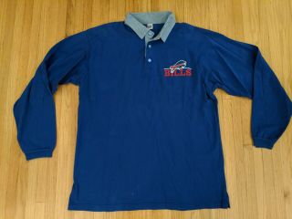 Vintage 1990s Buffalo Bills " The Game " Brand Rugby Long Sleeve Polo Shirt Sz Xl