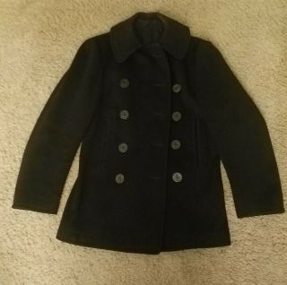 Vintage Wwii 1940s Us Navy Coat Wool Jacket Naval Clothing Factory Size 34