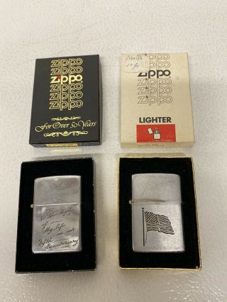 Vintage 1975 Zippo Lighters Read American Flag