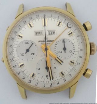 Wakmann Valjoux 730 Triple Date Chronograph Mens Vintage Watch