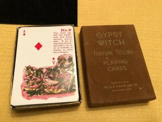 Vintage Early Gypsy Witch Fortune Telling Card Set Complete With Velveteen Box