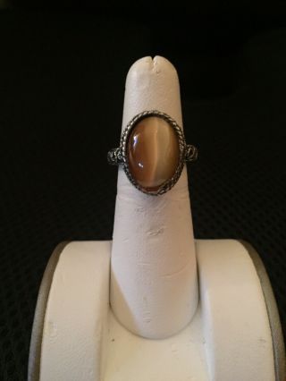 Stunning Vintage Estate Heavy 15 Grams Silver Authentic Tigers Eye Ring