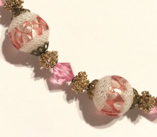 Vintage Antique Pink Glass Beads Pink Italian Murano Glass Wedding Cake