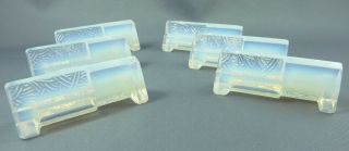 6 Rare French Art Deco Knife Rests In The Line Sabino Verlys Opalescent Glass I