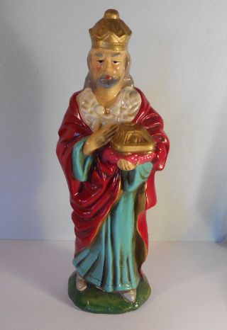 Large 10 " Vintage Paper Mache Christmas Nativity Wise Man King Figure