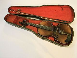Vintage 3/4 Violin With Bow & Antique Case 102919jm