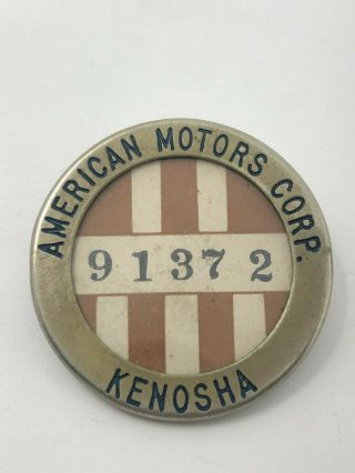 Amc American Motors Corp Vintage Employee Badge,  Pin Kenosha