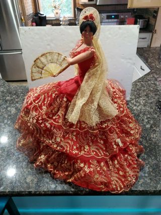 Rare Vintage Marin Chiclana Lola Cristal Lady 25 " Flamenco Dancer Doll Wow