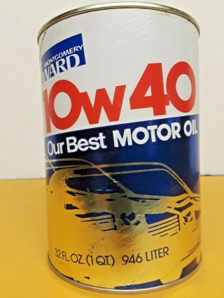 Vintage Montgomery Ward Motor Oil One Quart Cardboard Can Full
