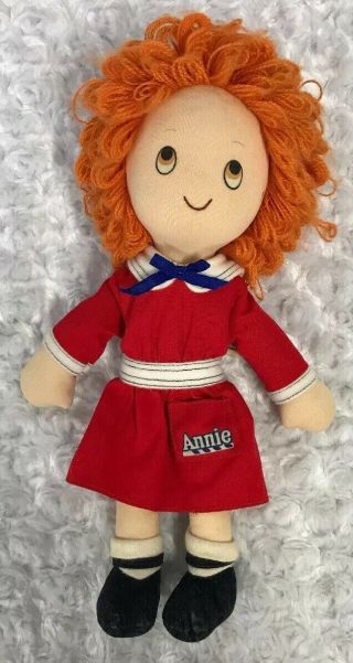 Vintage Orphan Annie Rag Doll 1982 Applause 12 " Yarn Hair Plush Toy Red Dress