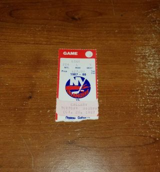 1987 Oct 20 York Islanders Vs Calgary Flames Ticket Stub Nhl