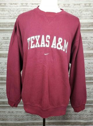 Texas A&m Aggies Nike Team Mens Xxl Long Sleeve Sweatshirt Embroidered Maroon