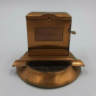 Vintage/antique Brass Desktop Match Safe Dispenser - Ashtray Cigarette Or Cigar