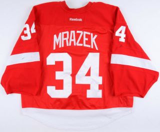 2014 - 15 Petr Mrazek Detroit Red Wings Game Worn Jersey Rookie Photo Matched