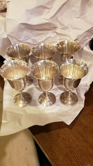 Set Of 6 (six) Vintage Sterling Silver Goblets By Wallace Marked 14