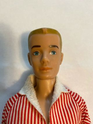 Vintage 1960 ' s Blond Molded Hair Straight Leg Ken Doll w/Original Outfit 2