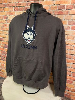 Vintage UCONN Huskies University of Connecticut NCAA Hooded Sweatshirt Mens XL 2