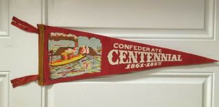 Vintage Confederate Centennial 1861 - 65 Felt Souvenir Pennant Monitor & Merrimack