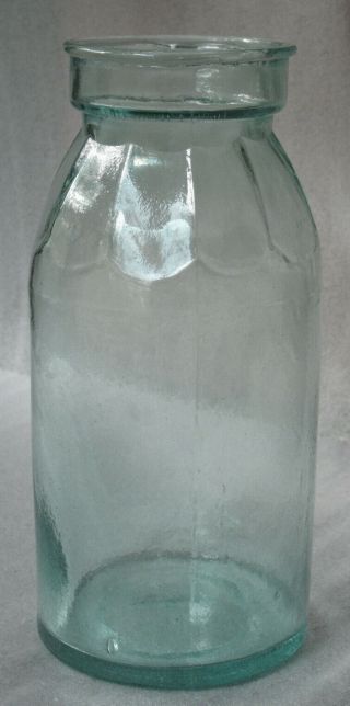 Antique Fruit Jar Quart Aqua Petal Jar Smooth Base