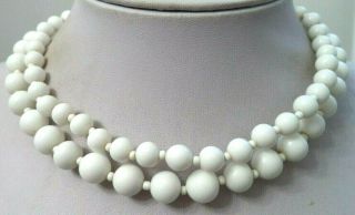 Rare Vintage Estate Signed Miriam Haskell Milk Glass Bead 17 " Necklace G906s