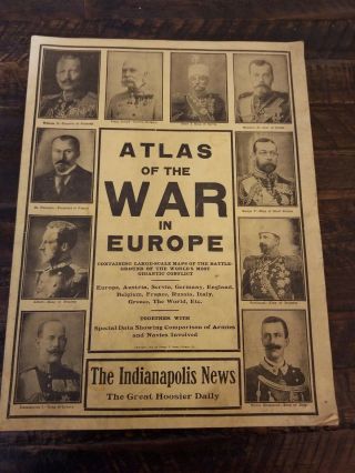 1914 Atlas Of The War In Europe,  World 