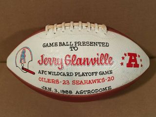 1988 Houston Oilers Game Afc Wildcard Gameball Presented To Jerry Glanville