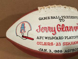 1988 Houston Oilers Game AFC Wildcard GameBall presented to Jerry Glanville 2