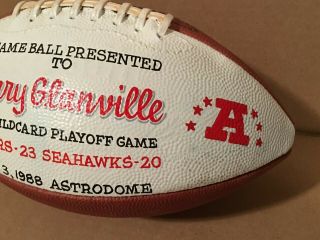 1988 Houston Oilers Game AFC Wildcard GameBall presented to Jerry Glanville 3