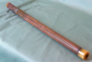 Old Chinese Bamboo Pipe With Horn Ends,  Missing Bowl 18 3/4 Inchs