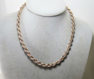 Vintage Italy Signed 925 Sterling Silver Wide Large Twisted Rope Chain Necklace