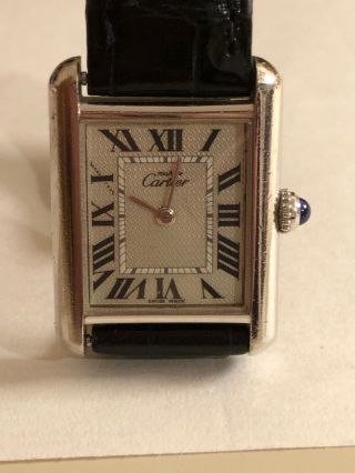 Vintage Cartier Sterling Silver Ladies Watch With Deployment Clasp
