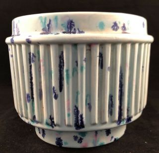 Vintage Ceramic Planter Blue Multi - Colored Speckled Glaze