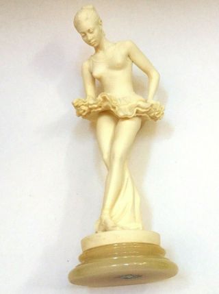 A.  Giannelli Alabaster Ballerina Sculpture 10 " Figurine Marble Base - Italy